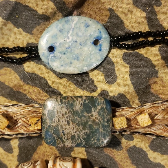 3 vintage stone, Horse hair and leather bracelets - Picture 2 of 7